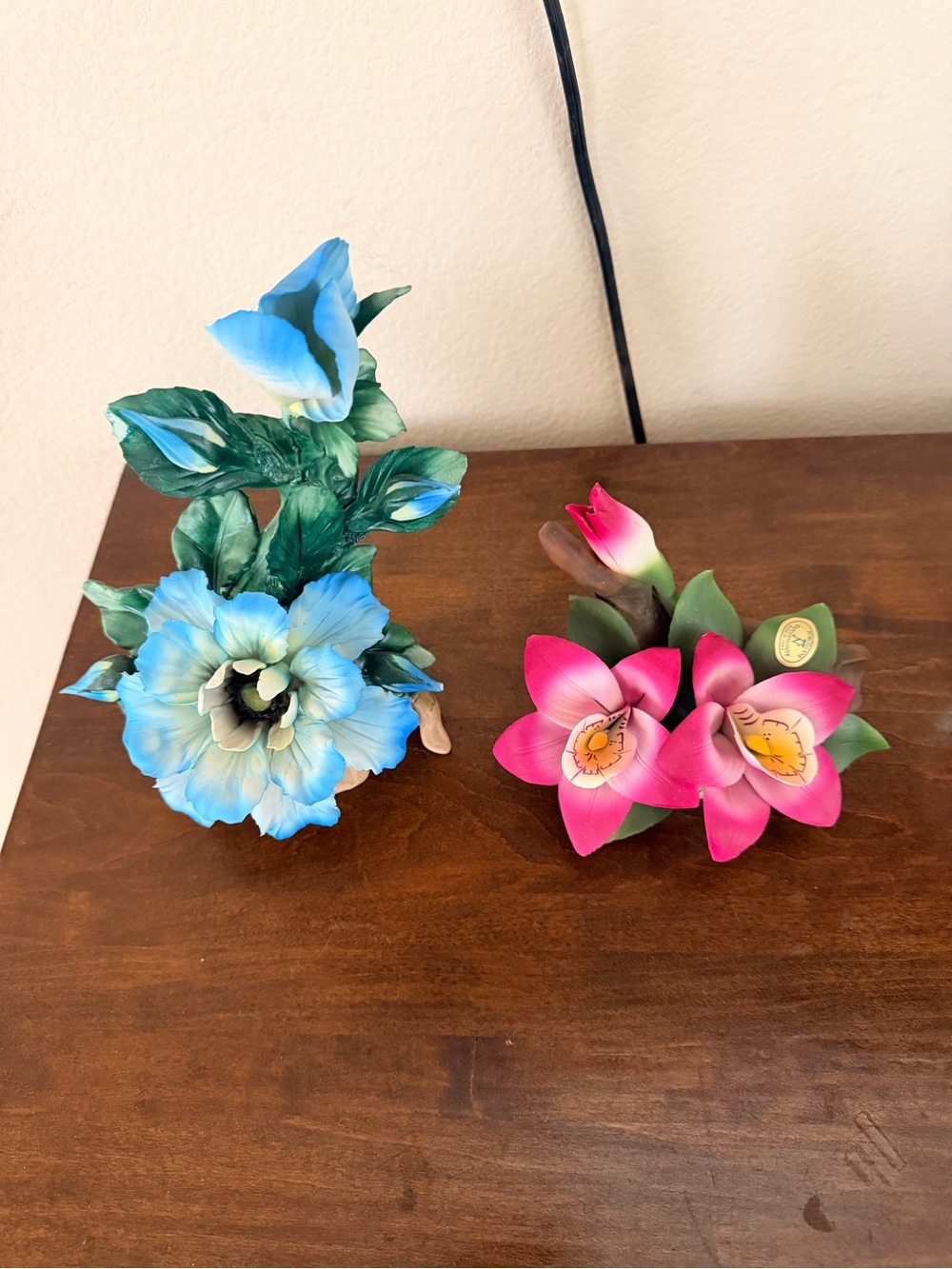 Set of 2 Vintage Capodimonte Flower